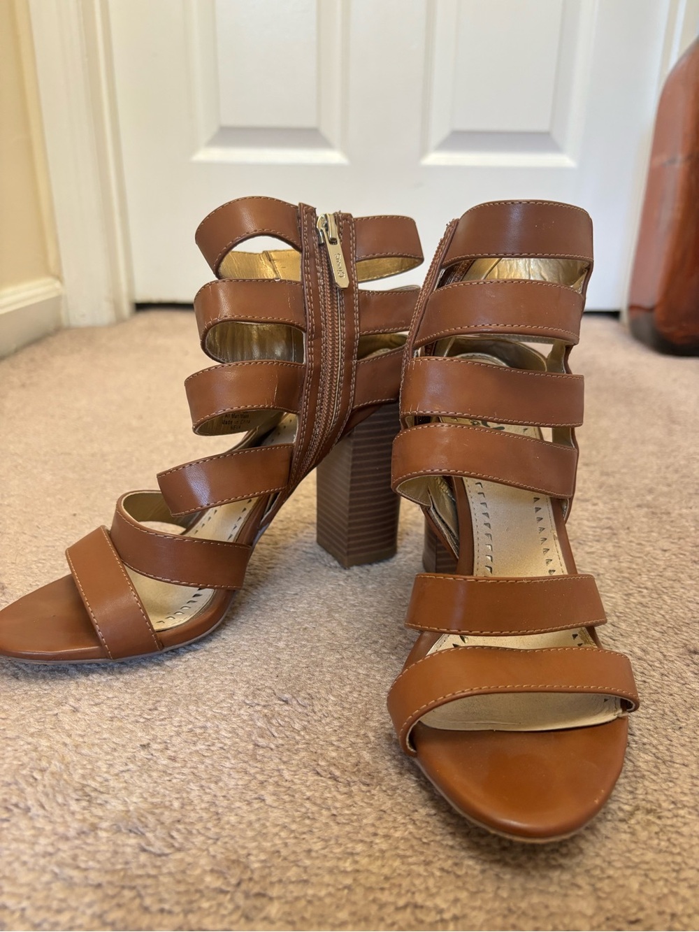Circus by Sam Edelman Tan Multi-Strap Block Heel Sandals
